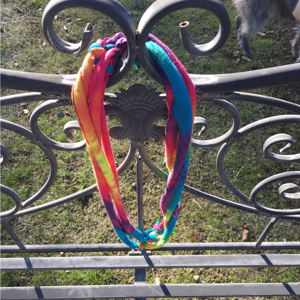 Rainbow not beaded necklace Tie dye T shirt fabric tubular necklace - Picture 5 of 5